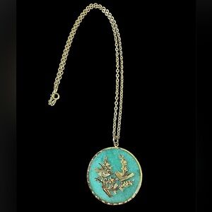 Large Chinese Jade Double Sided Reversible Pendant Necklace